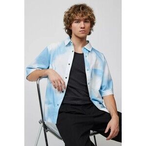 Urban Outfitters UO Ryan Cotton Men's Shirt Sky Buttondown Tie Dye L 257376